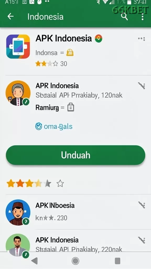 Cuplikan layar menu unduhan 66kbet untuk perangkat Android